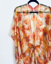 Load image into Gallery viewer, Burnt Orange Leaves Sheer Kimono