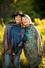 Load image into Gallery viewer, Turquoise and Tan Shawl