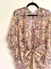 Load image into Gallery viewer, Beige and Soft Pink Small Floral Sheer Kimono