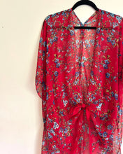 Load image into Gallery viewer, Red and Blue Small Floral Sheer Kimono