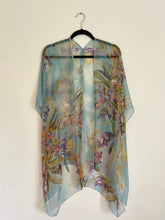 Load image into Gallery viewer, Turquoise Tropical Floral Sheer Kimono