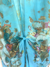 Load image into Gallery viewer, Turquoise Blue and Pink Floral Sheer Kimono