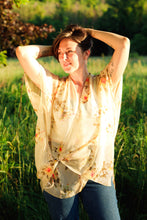 Load image into Gallery viewer, Beige and Coral Floral Sheer Kimono