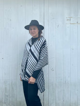 Load image into Gallery viewer, Reversible Black and White Cashmere Feel Draped Shawl