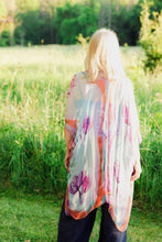 Load image into Gallery viewer, White and Orange Large Abstract Floral Sheer Kimono