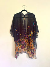 Load image into Gallery viewer, Navy Blue and Yellow Butterfly Floral Sheer Kimono