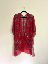 Load image into Gallery viewer, Red and Blue Small Floral Sheer Kimono