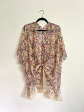 Load image into Gallery viewer, Beige and Soft Pink Small Floral Sheer Kimono