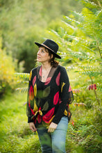 Load image into Gallery viewer, Black and Red Leaf Sheer Kimono