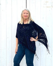 Load image into Gallery viewer, Black Velvet Burnout Shawl