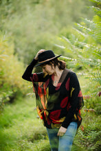 Load image into Gallery viewer, Black and Red Leaf Sheer Kimono
