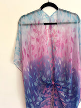 Load image into Gallery viewer, Blue and Pink Ombré Leaf Sheer Kimono