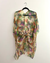 Load image into Gallery viewer, Green and Purple Leaf Sheer Kimono