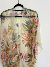 Load image into Gallery viewer, White Tropical Floral Sheer Kimono