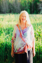 Load image into Gallery viewer, White and Orange Large Abstract Floral Sheer Kimono