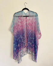 Load image into Gallery viewer, Blue and Pink Ombré Leaf Sheer Kimono