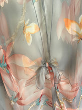 Load image into Gallery viewer, Grey and Pink Floral Sheer Kimono