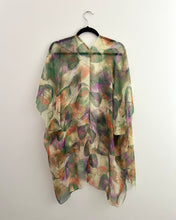 Load image into Gallery viewer, Green and Purple Leaf Sheer Kimono