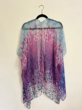 Load image into Gallery viewer, Blue and Pink Ombré Leaf Sheer Kimono