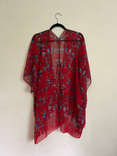 Load image into Gallery viewer, Red and Blue Small Floral Sheer Kimono