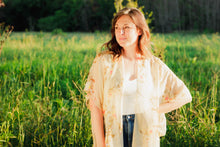 Load image into Gallery viewer, Beige and Coral Floral Sheer Kimono