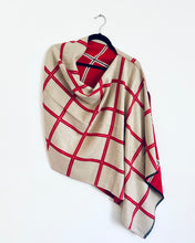 Load image into Gallery viewer, Reversible Red and Tan Cashmere Feel Draped Shawl