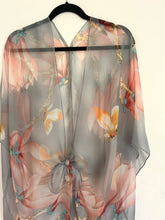 Load image into Gallery viewer, Grey and Pink Floral Sheer Kimono