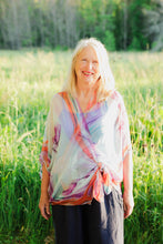 Load image into Gallery viewer, White and Orange Large Abstract Floral Sheer Kimono