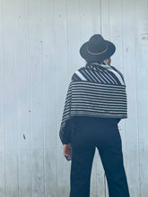 Load image into Gallery viewer, Reversible Black and White Cashmere Feel Draped Shawl