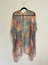 Load image into Gallery viewer, Grey and Pink Floral Sheer Kimono