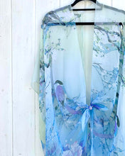 Load image into Gallery viewer, Green and Blue Bird and Floral Sheer Kimono