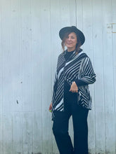 Load image into Gallery viewer, Reversible Black and White Cashmere Feel Draped Shawl