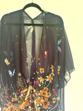 Load image into Gallery viewer, Navy Blue and Yellow Butterfly Floral Sheer Kimono