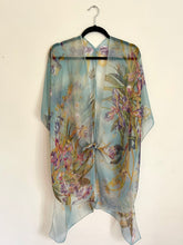 Load image into Gallery viewer, Turquoise Tropical Floral Sheer Kimono