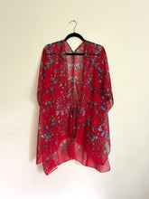 Load image into Gallery viewer, Red and Blue Small Floral Sheer Kimono