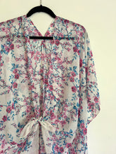 Load image into Gallery viewer, White and Pink Small Floral Sheer Kimono