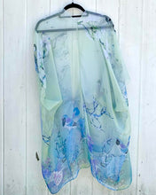 Load image into Gallery viewer, Green and Blue Bird and Floral Sheer Kimono