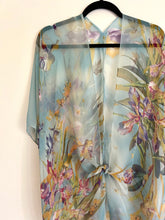 Load image into Gallery viewer, Turquoise Tropical Floral Sheer Kimono