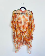 Load image into Gallery viewer, Burnt Orange Leaves Sheer Kimono