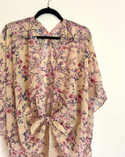 Load image into Gallery viewer, Beige and Soft Pink Small Floral Sheer Kimono