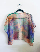 Load image into Gallery viewer, Purple and Orange Watercolour Sheer Cropped Kimono