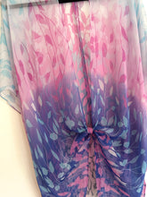 Load image into Gallery viewer, Blue and Pink Ombré Leaf Sheer Kimono