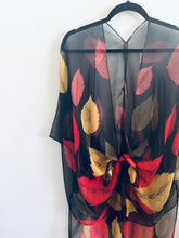 Load image into Gallery viewer, Black and Red Leaf Sheer Kimono