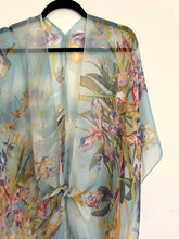 Load image into Gallery viewer, Turquoise Tropical Floral Sheer Kimono