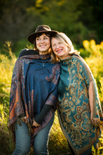 Load image into Gallery viewer, Turquoise and Gold Paisley Reversible Shawl