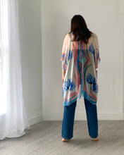 Load image into Gallery viewer, Pink and Blue Floral Ultra Sheer Kimono