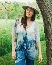 Load image into Gallery viewer, Blue Water Lily Floral Sheer Kimono