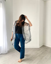 Load image into Gallery viewer, Grey and White Ultra Sheer Kimono