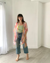 Load image into Gallery viewer, Pink and Yellow Ultra Sheer Kimono