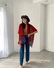 Load image into Gallery viewer, Burgundy Floral Butterfly Kimono
